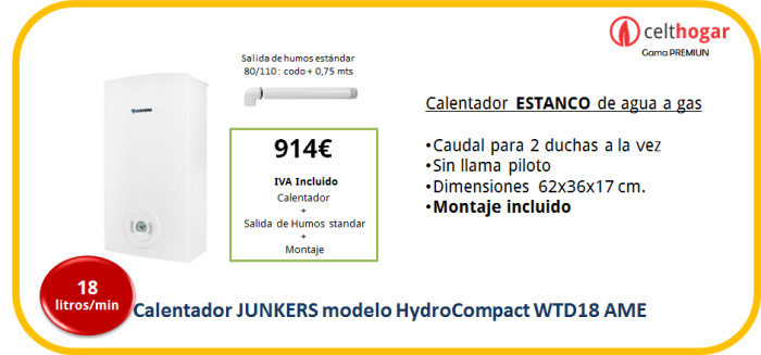 Calentador estanco Junkers Hydrocompact WTD 18